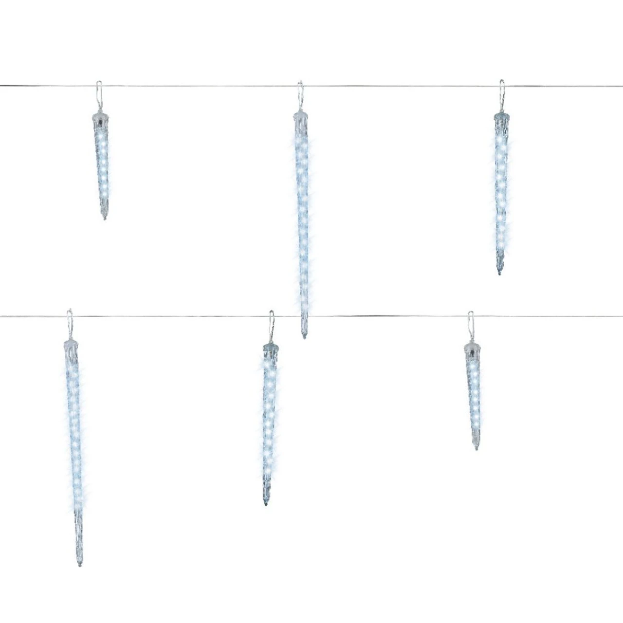 Lumineo 6 LED Cool White Snowing Icicle Lights Transparent Wire - Image 2