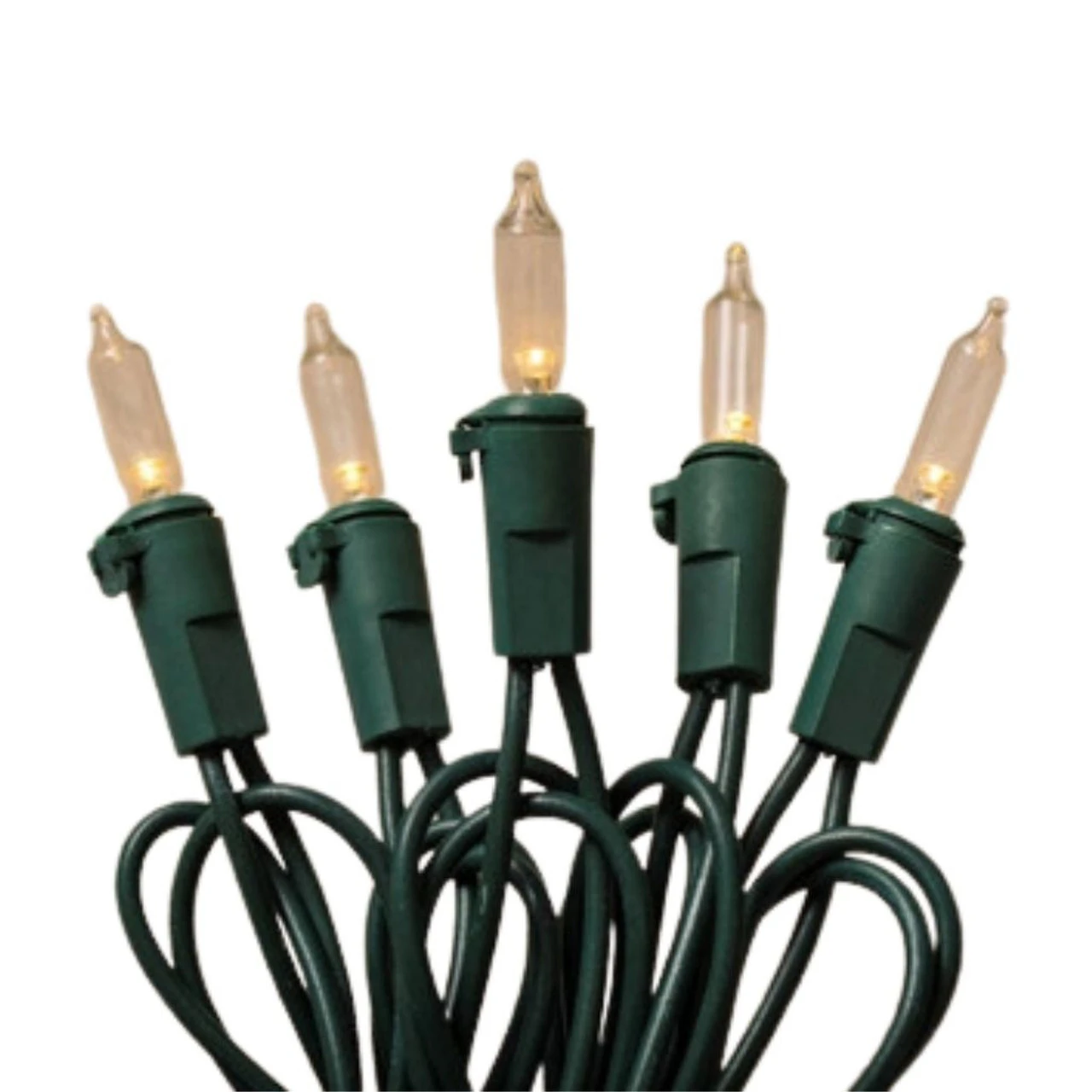 50 LED Warm White Incandescent Style Lights Green Wire