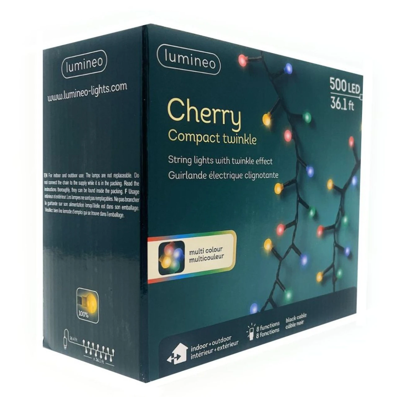 Lumineo 500 LED Color Cherry Compact Twinkle Lights Black Wire 4 Lumineo 500 LED Color Cherry Compact Twinkle Lights Black Wire - Image 2