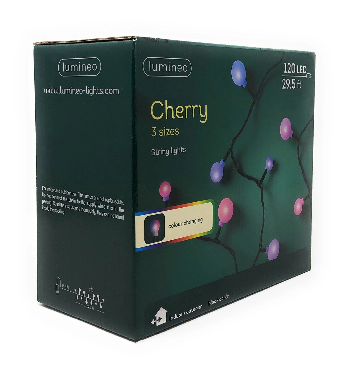 Lumineo 120 LED Color Changing Cherry Lights Black Wire 4 Lumineo 120 LED Color Changing Cherry Lights Black Wire - Image 2