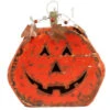 Orange Pumpkin Carved Wood Halloween Decor