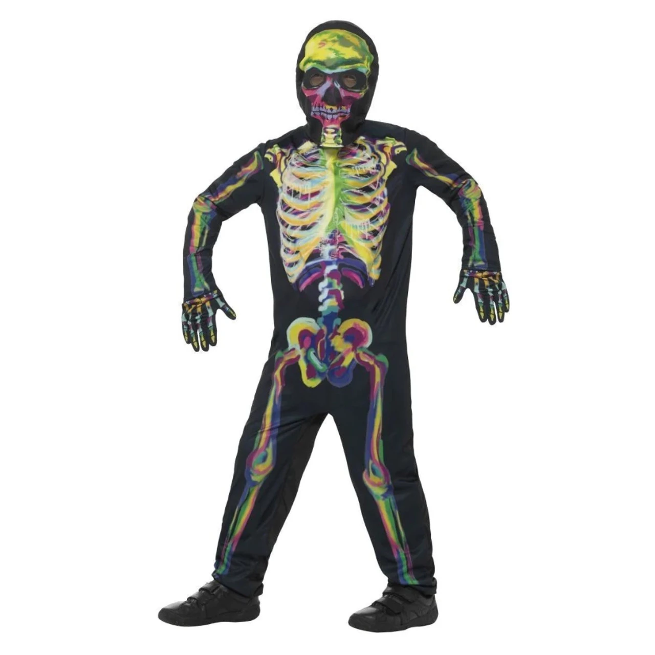 Childs Medium Glow In The Dark Skeleton Costume 3 Childs Medium Glow In The Dark Skeleton Costume