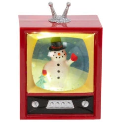 Retro Television Snowman Mini Snow Globe
