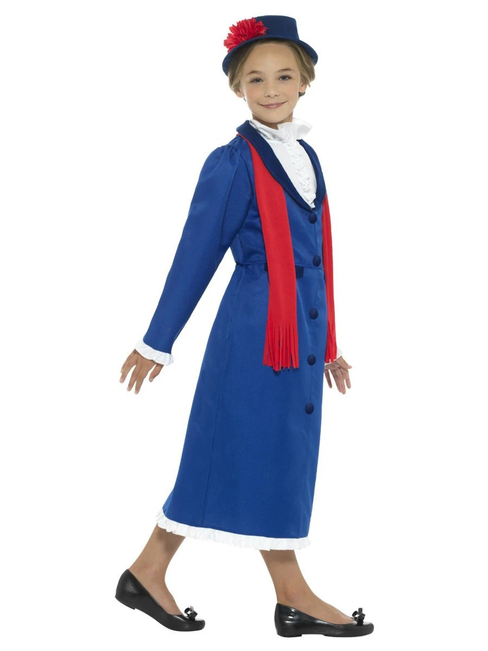 Childrens Victorian Nanny Costume, Blue, With Dress, Hat & Scarf, Large 4 Childrens Victorian Nanny Costume, Blue, With Dress, Hat & Scarf, Large - Image 2