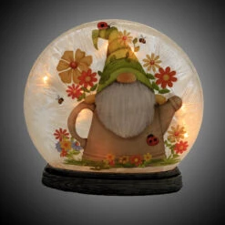 Stony Creek Pre-Lit Round Decorative Orb Light, Style Gnome In Watering Can With Flowers, Birds And Bees, 7inch. -Holiday Supplies 49852 3 2400x 08049.1616931732