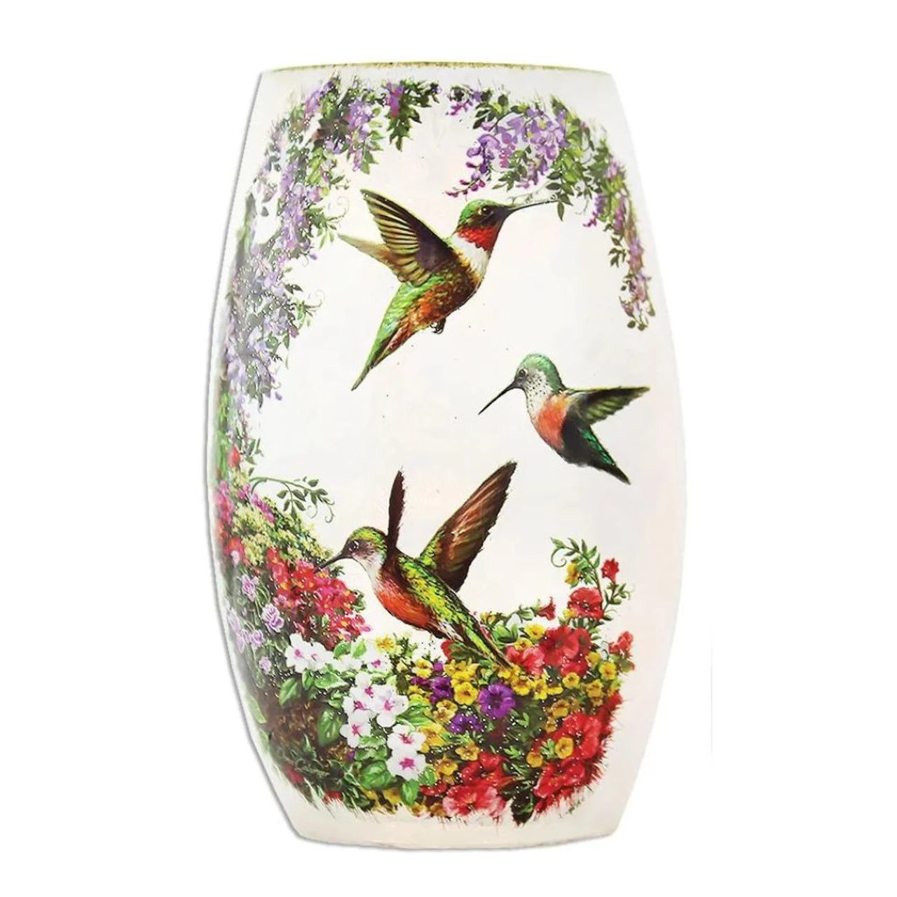 Stony Creek - 5" Hydrangea And Hummingbirds Vase Shaped Decorative Light