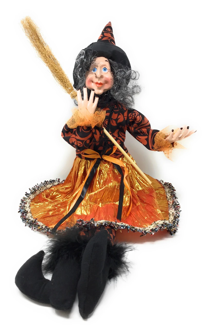 24" Sitting Witch Wearing An Orange Hat 3 24" Sitting Witch Wearing An Orange Hat