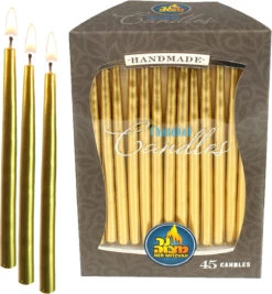 Gold Metallic Hannukah Menorah Candles Standard