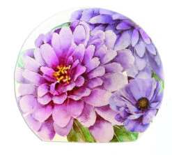 Stony Creek - Round Shaped Decorative Light - Handpainted With Purple Flowers