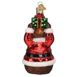 Bear Wearing Santa Suit Blown Glass Ornament 7 Bear Wearing Santa Suit Blown Glass Ornament -Holiday Supplies Christmas Bear Ornament back 94611.1680018540