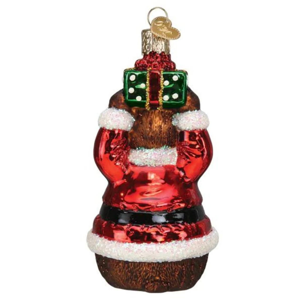 Bear Wearing Santa Suit Blown Glass Ornament 5 Bear Wearing Santa Suit Blown Glass Ornament - Image 3
