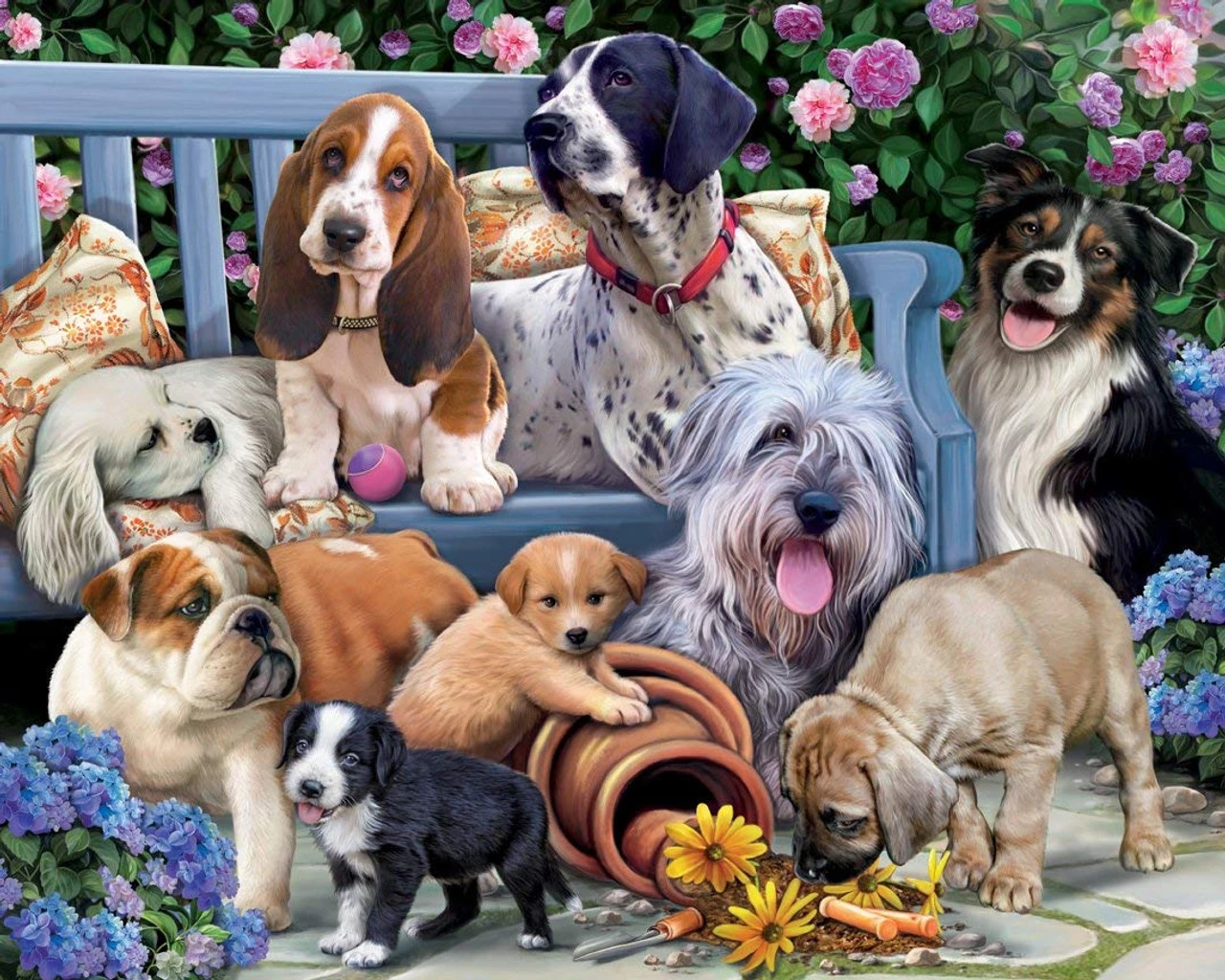 Dogs On A Bench Jigsaw Puzzle 1000 Piece 3 Dogs On A Bench Jigsaw Puzzle 1000 Piece