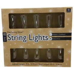 10 Incandescent Bulbs Brown Wire String Light Set -Holiday Supplies Everlasting Glow 10 Bulb String Lights 78935.1680277768