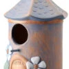 Ceramic & Metal Hanging Birdhouse Brown/Blue 1 Ceramic & Metal Hanging Birdhouse Brown/Blue -Holiday Supplies HANGING BIRDHOUSE BROWN BLUE 2 78214.1611679228