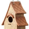 Ceramic & Metal Hanging Birdhouse Brown -Holiday Supplies HANGING BIRDHOUSE BROWN 39118.1611678553