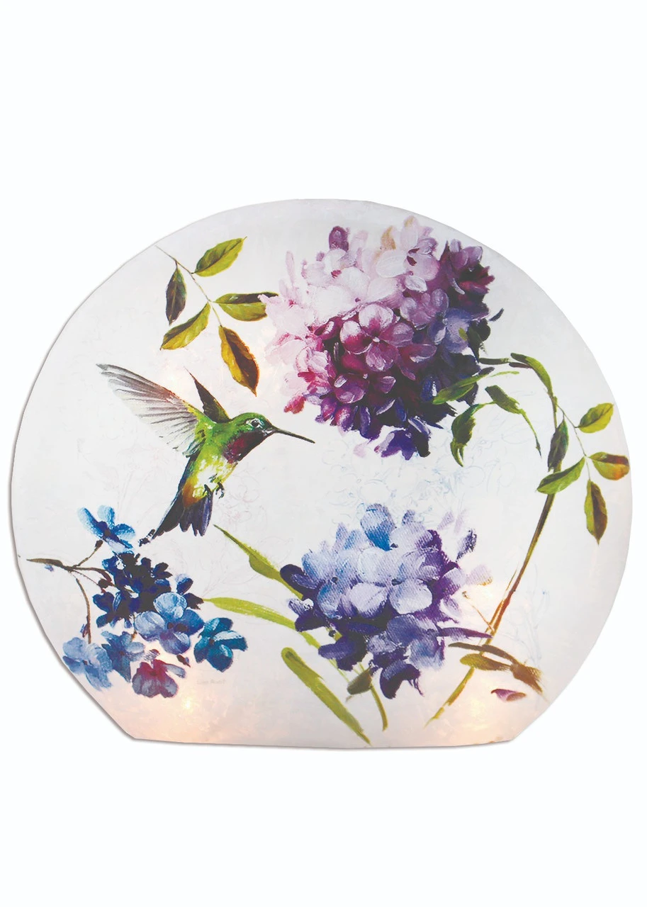 Stony Creek - Round Shaped Decorative Light - Hand-Painted Hummingbird With A Purple Flower 3 Stony Creek - Round Shaped Decorative Light - Hand-Painted Hummingbird With A Purple Flower