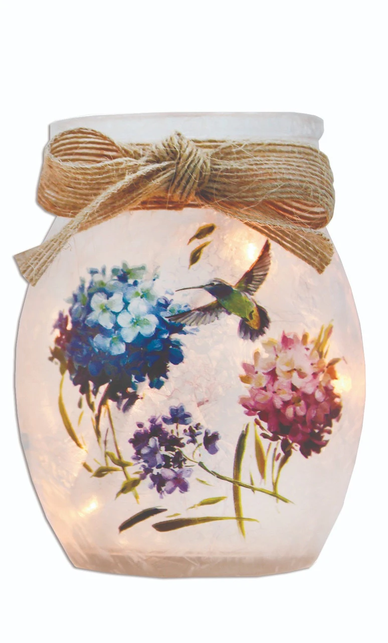 Stony Creek - Jar Shaped Decorative Light - Hand-Painted Hummingbird Ans A Blue Flower 3 Stony Creek - Jar Shaped Decorative Light - Hand-Painted Hummingbird Ans A Blue Flower