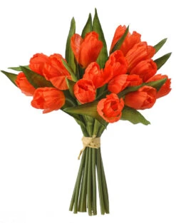 11" Artificial Orange Cottage Tulip In Bundle