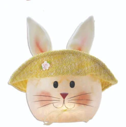 Stony Creek - Vase Shaped Decorative Light - Hand-Painted Rabbits Face And A Yellow Cap And Bunny Ears
