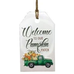 Welcome To Our Pumpkin Patch Embossed Metal Hanging Sign