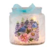 Blue Birds And Flowers On Illuminated Jar With Ribbon