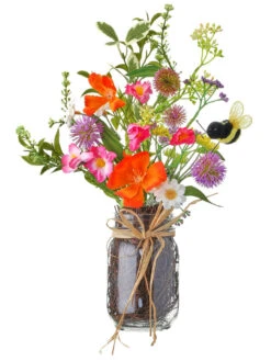 15" Summer Bloom With Bee In Jar
