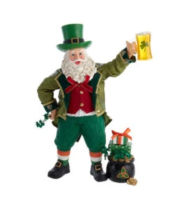 Kurt Adler 12" Fabriché™ Musical Irish Santa Holding A Beer Mug
