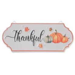 Metal Wall Sign Embossed With The Word Thankful