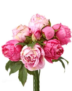 Rose Pink Artificial Peony & Buds Bundle 13"