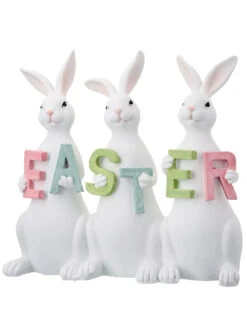 Triple Easter Bunny Welcome Sign 8"
