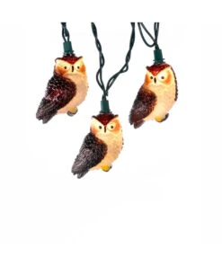 Kurt Adler Light Brown Owl Novelty Light Set